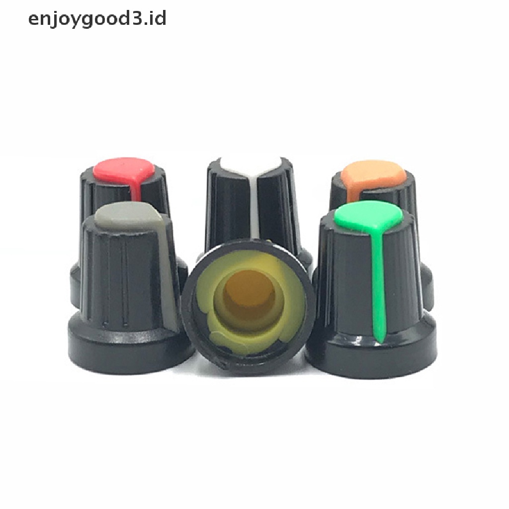 【 Rready Stock 】 5PCS Black Knob With Pointer Knurled Shaft Hole Two Color Plastic Knob 15X17 Potentiometer Knob Cap Half-axis Pioneer Mixer （ ID ）