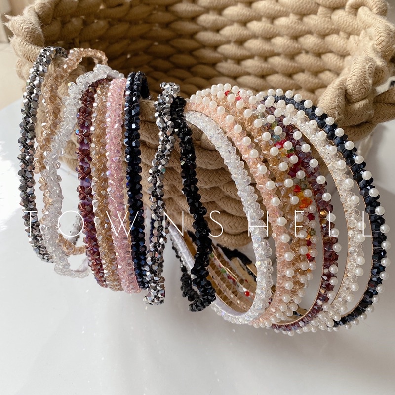 Town Shell korean pearl headband / Bando korea Mutiara Monte-monte Blink Blink Girly Retro Bando Dew
