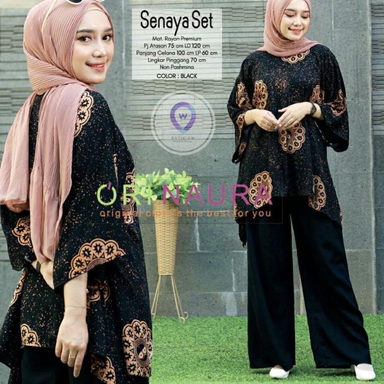 Big Sale Setelan Jumbo Senaya Set Waka Waka Motif Bunga Ori Naura Size Jumbo Busui Resleting Rayon T