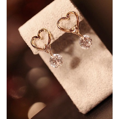 Anting Bentuk Hati | Anting Berlian Zirkon | Kalung Rantai Rose Gold 18k Untuk Wanita