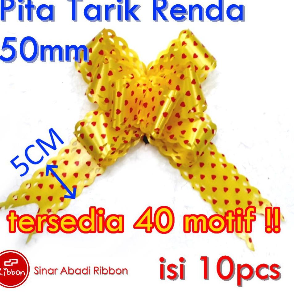 

TREND TERKINI J96 Ribbon Pita Tarik Renda 50mm Pita Serut Besar Hiasan Parcel Kado Souvenir 50 isi 10 Murah ➲