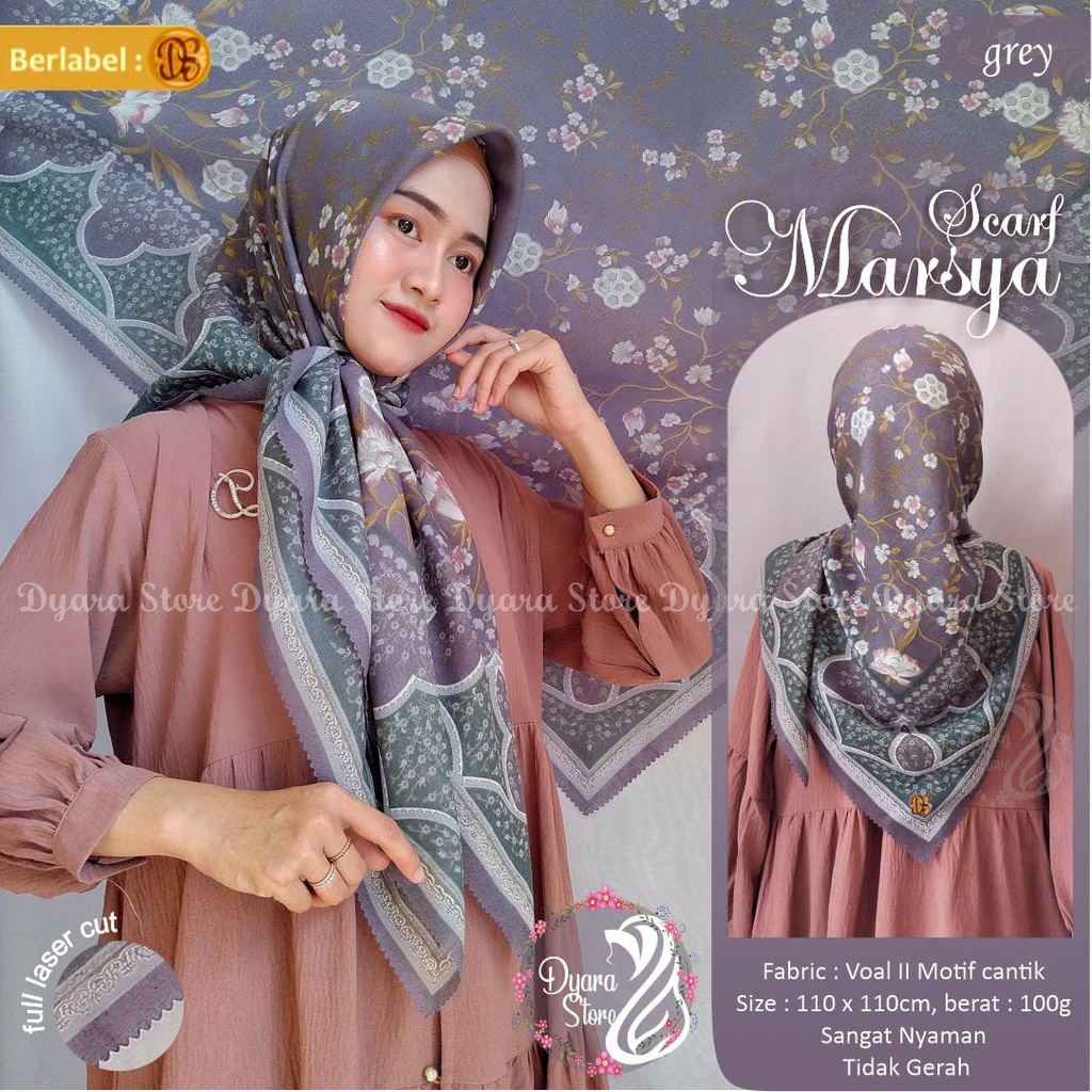 marsya hijab jilbab krudung kerudung khimar voal segi empat segiempat segi4 motif syari syar I musli