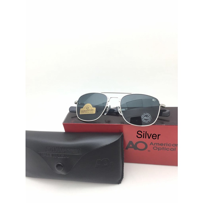 KACAMATA SUNGLASS AO HITAM SILVER FASHION PRIA ORIGINAL