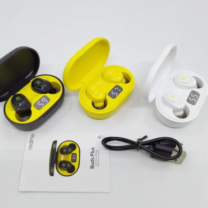 ❇ REALME EARPHONE BLUETOOTH BUDS PLUS WIRELESS LED HANDSET ✮
