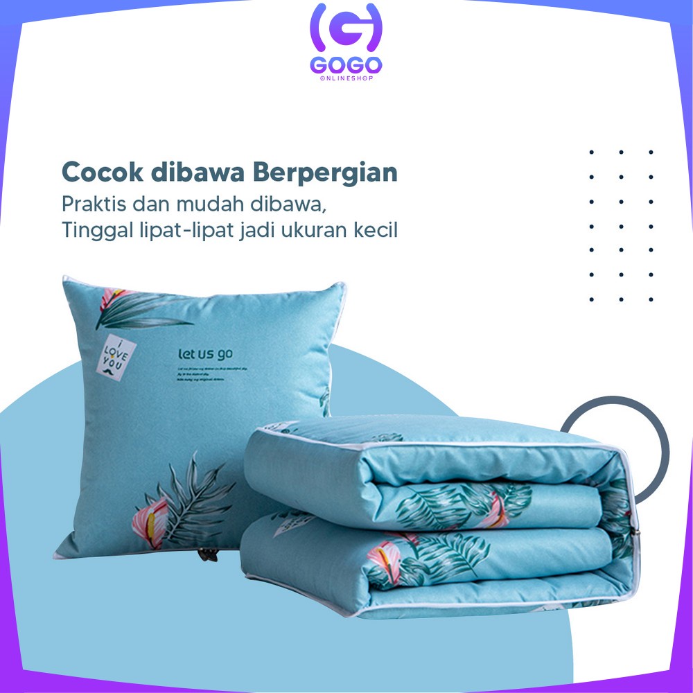 GOGO-C595 Balmut Bantal Selimut 2IN1 Bantal Tidur Set Motif Karakter Kartun / Bantal Travel Dewasa Anak Bisa Lipat Praktis Jadi Selimut