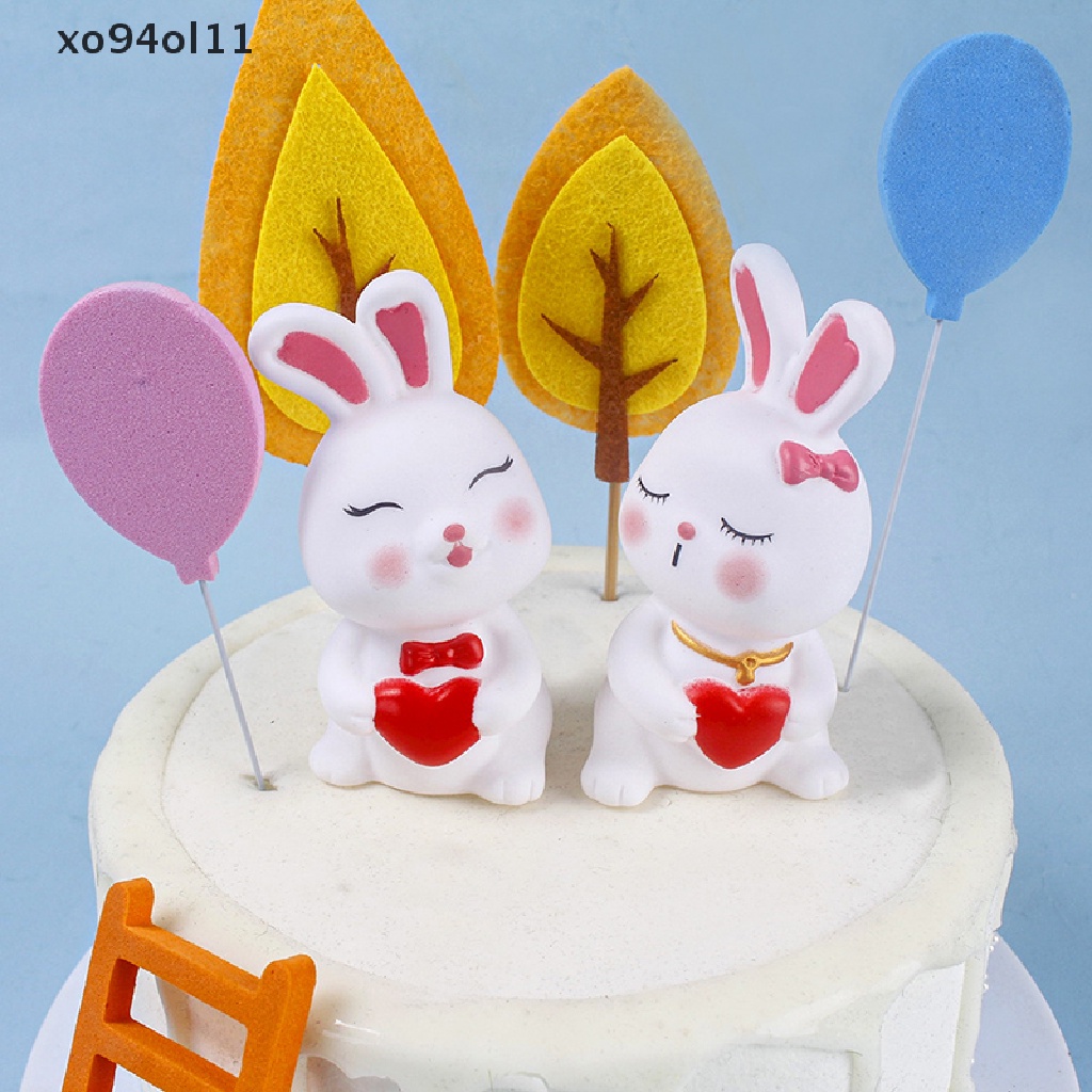 Xo Enamel Love Couple Kelinci Kue Hiasan Hias Valene's Day Rabbit Desktop Ornaments Aksesoris Lamaran OL