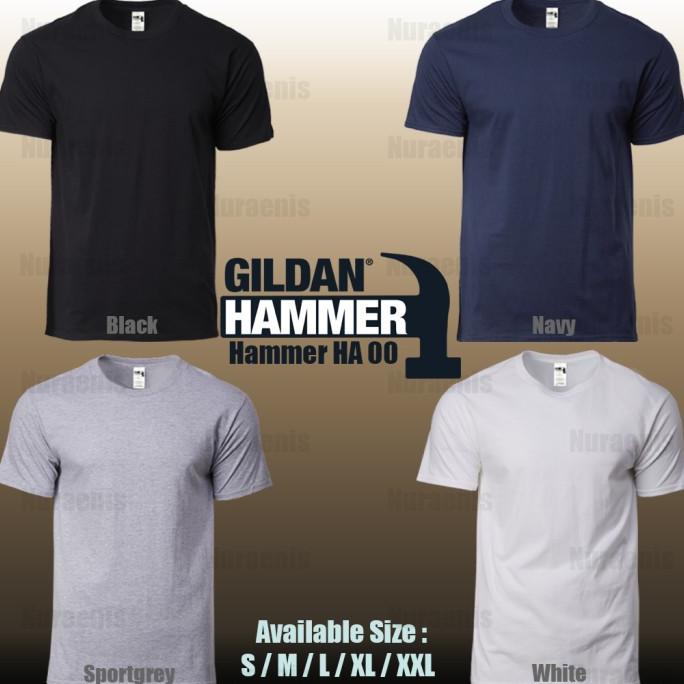 Kaos Polos Import - Gildan Hammer HA00 Cotton Combed 20s Built Up S-XL