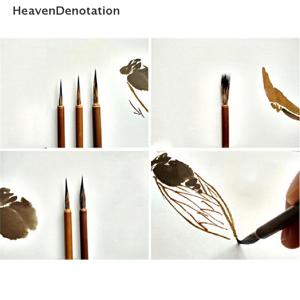 [HeavenDenotation] 3pcs / set Hair Brush Weasel Pen Hook Line Paint Brush Chinese Calligraphy Brush HDV