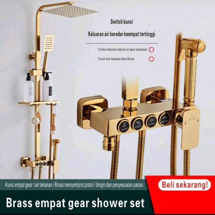 Terlaris Shower Column Panas Dingin Black Gold/Shower Tiang Panas Dingin