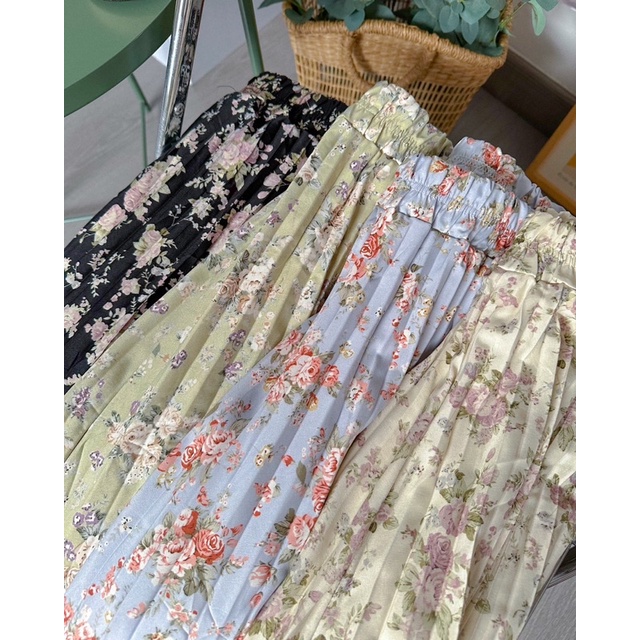 KANON - Aise Floral Pleated Skirt - Rok maxi plisket vintage motif floral hijab-friendly full furing