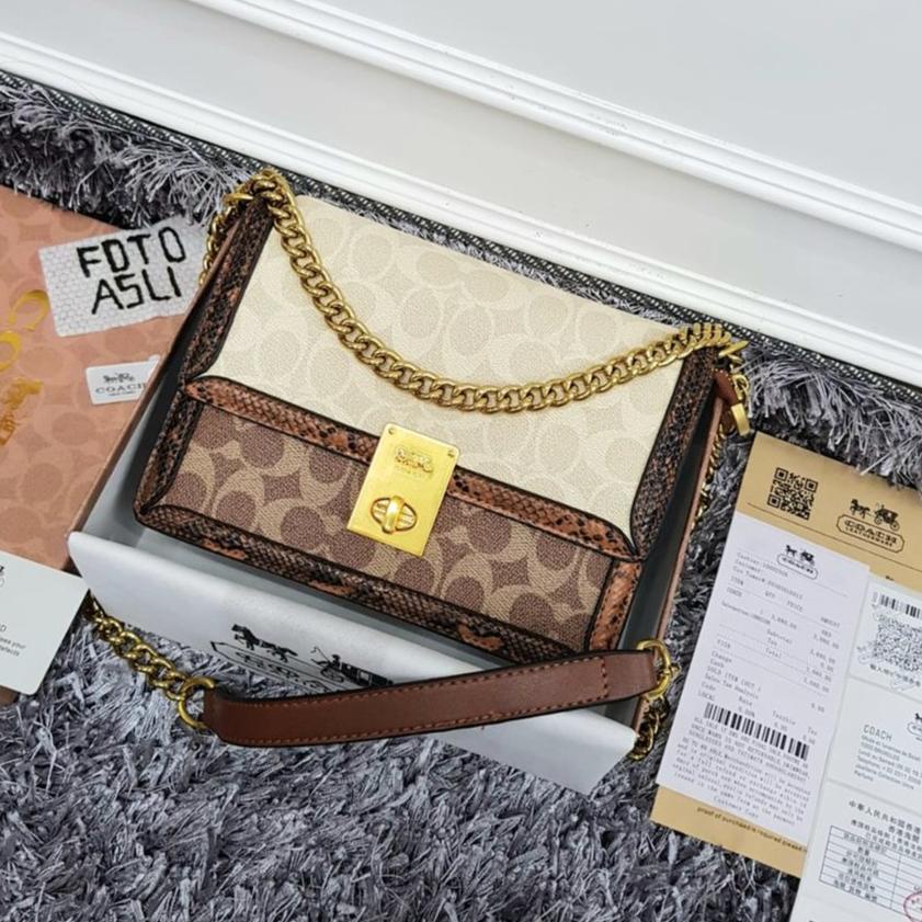 NEW STOCK C¤ACH Hutton Shoulder 8801 Kombi SnakeSkin Ada no Seri ((Free Gantungan+BubbleWrap))