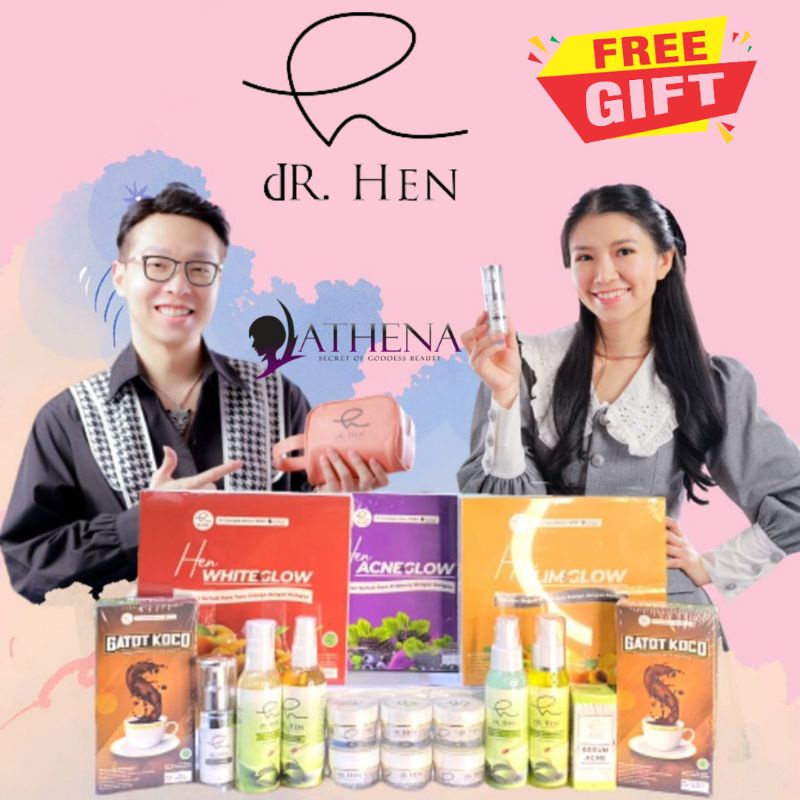 Dr Hen Paket Whitening Paket Acne, Serum, Body Lotion, Sunblock, Eye Cream, Spf 50 (By Athena Skincare)