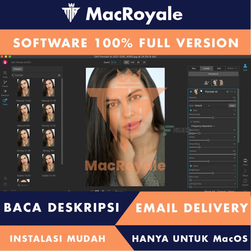 [MacOS] ON1 Portrait AI Full Version Lifetime Full Garansi - Perangkat lunak editing potret dengan kecerdasan buatan
