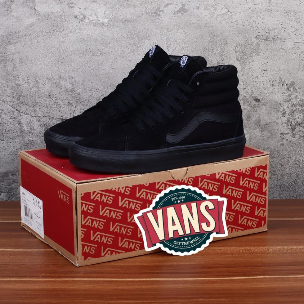 TERLARIS Sneakers Pria Sekolah Sk8 High Sepatu Full Black Pria Wanita Sepatu Sk 8 Hitam Polos Sepatu