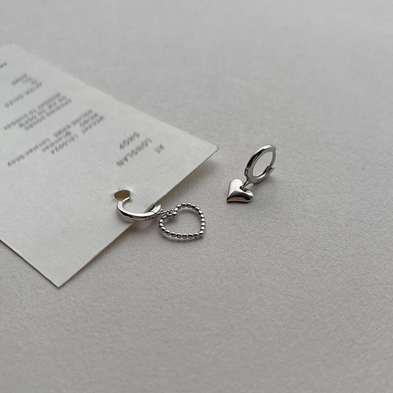 Papaozhu Manis S925 Perak Jantung Hoop Anting Untuk Wanita Perempuan Korea Elegan Menjuntai Anting-Anting Bergaya Hiasan Telinga Pakaian Pacaran Sehari-Hari