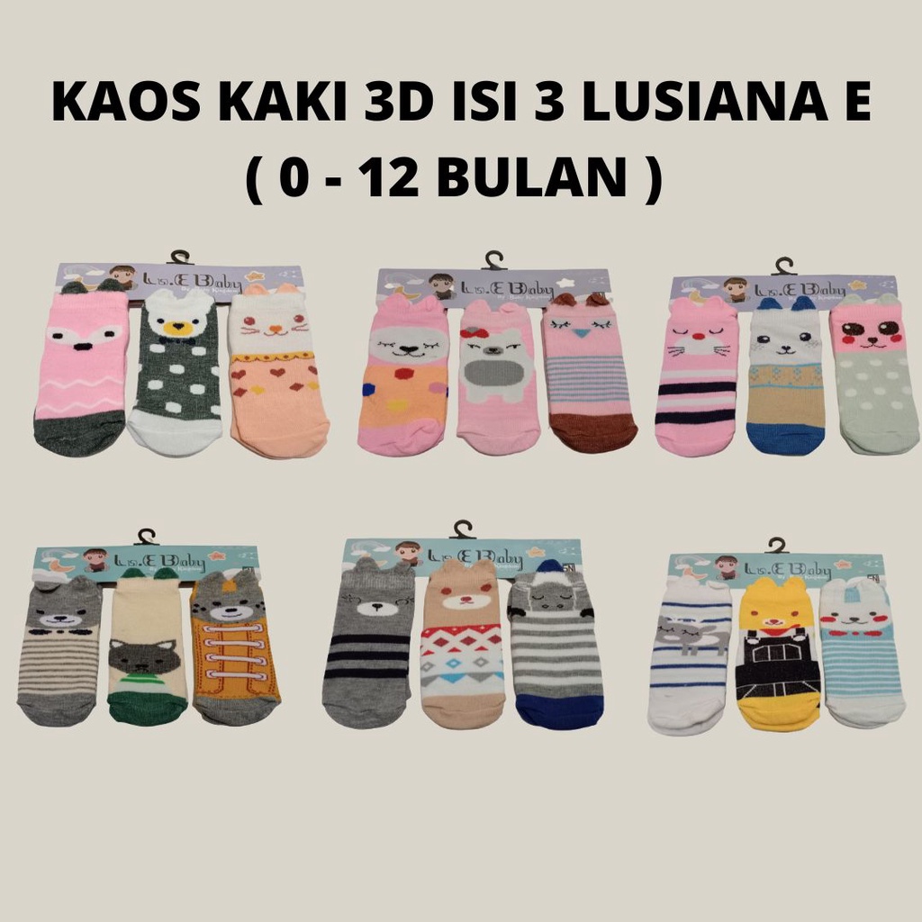 Kaos Kaki Baby 3D 0-12 Bulan isi 3 Lusiana E 385300