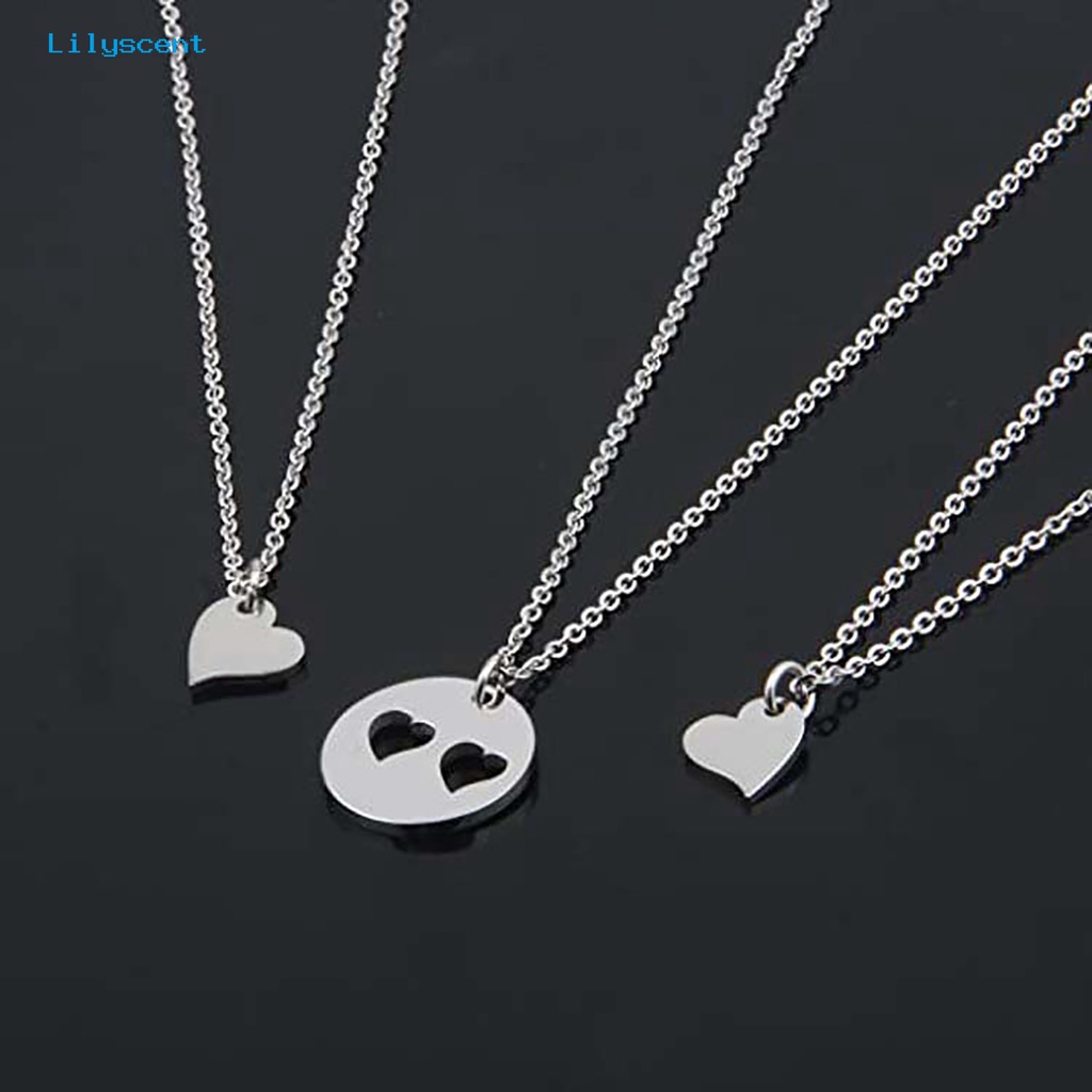 [LS] 1pc/1set Liontin Kalung Beberapa Layer Finishing Terang Hollowed Liontin Hati Berbentuk O Rantai Leher Dekorasi Perhiasan Geometris Kalung Stainless Steel Untuk Pesta