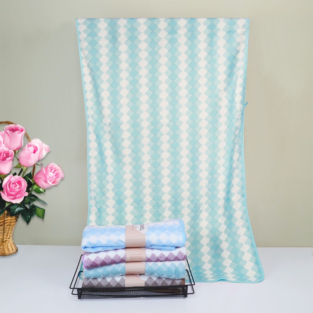 Handuk Mandi Diamond / Handuk Mandi Lembut Terbaru Bahan Microfiber Ukuran 70cm X 140cm /  Handuk Mandi Microfiber / Handuk Mandi Dewasa Handuk Zigzag Daya Serap Tinggi Dan Lembut Import / Handuk Mandi Dewasa Microfiber Bulu Kotak
