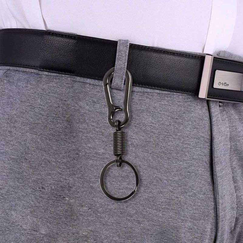 Ourpgone Karabiner dengan Per Stainless Steel - LC-1118-6 Hitam Key Chain Gantungan Kunci Saku pinggang