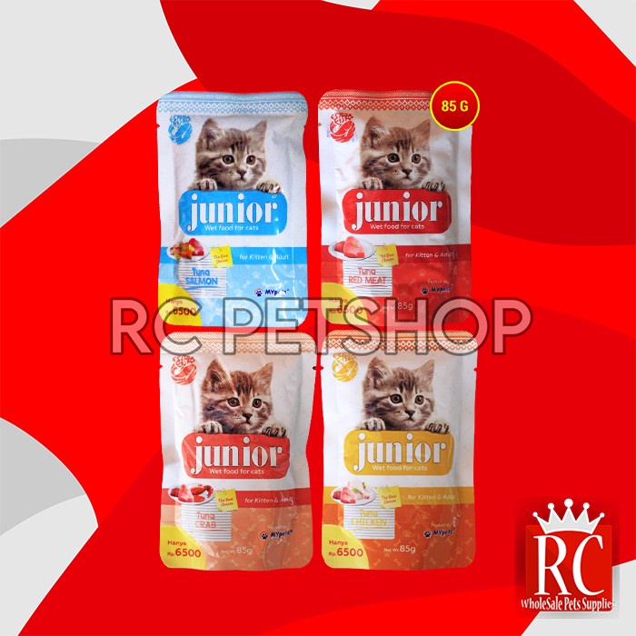 Makanan Basah Kucing Junior Wet Food Pouch 85 Gram Non Whiskas