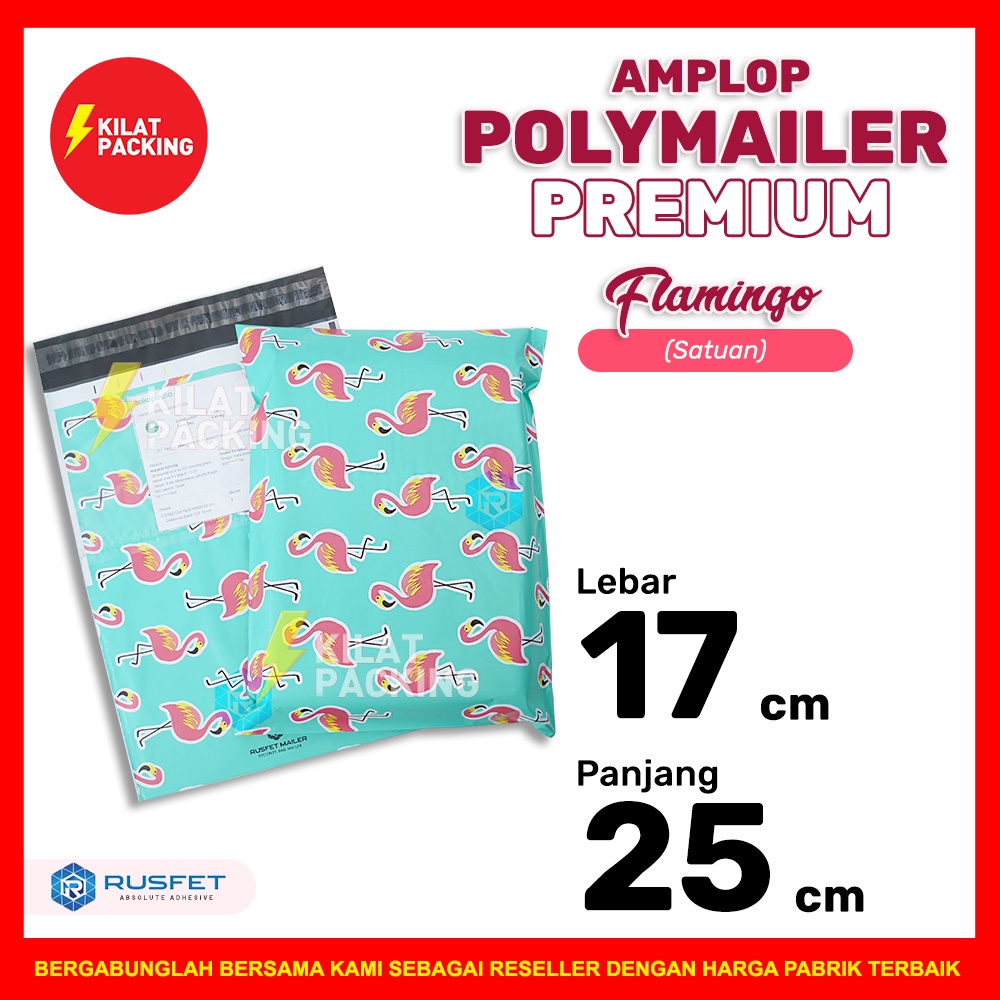 

POLYMAILER MOTIF FLAMINGO LUCU 17CM X 25CM / AMPLOP PLASTIK PACKING RUSFET PREMIUM TERMURAH - SATUAN