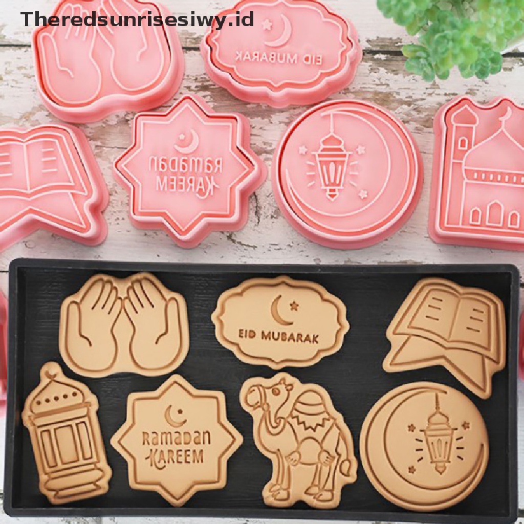 # Baju Lebaran # 8/10pcs Cetakan Biskuit Eid Mubarak Dekorasi Ramadhan Kareem Cookie Cutter Set~