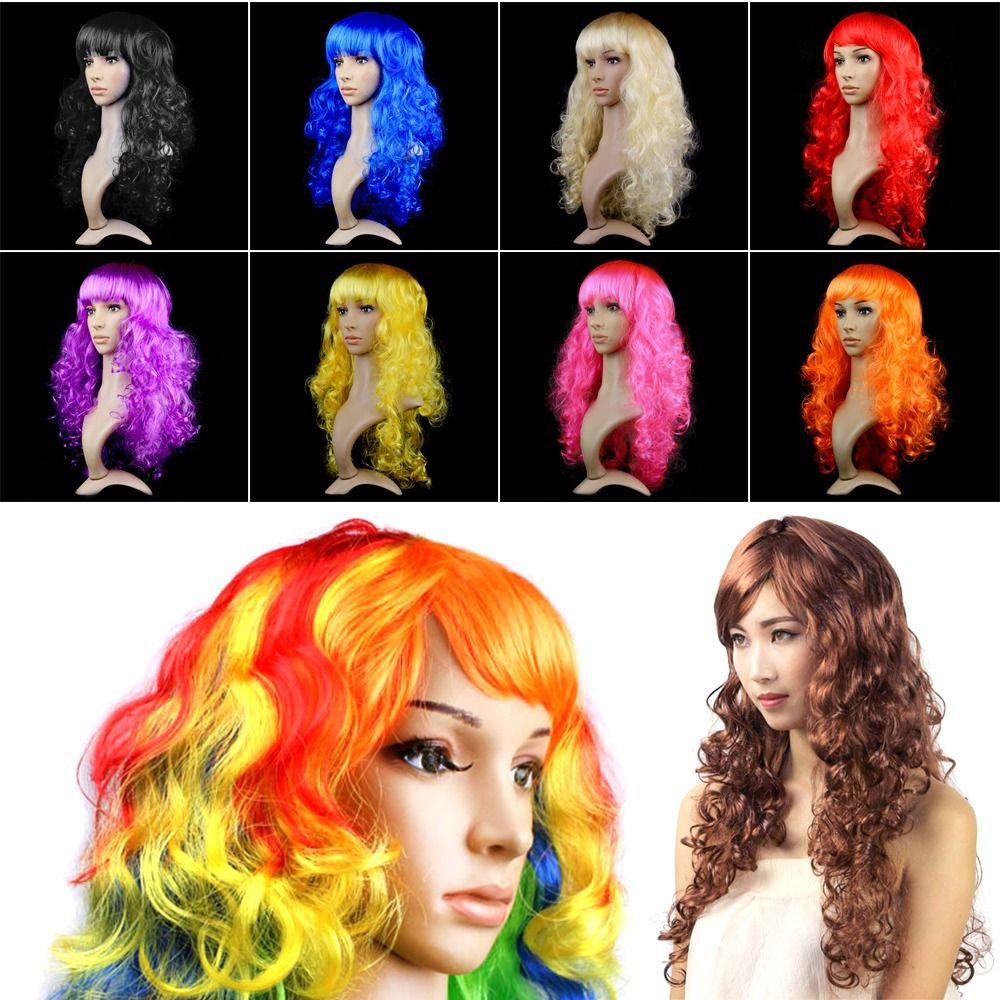 TOP Wig Wanita Hot Rambut Tebal Cosplay Kostum Pakaian Wanita Roll Panjang