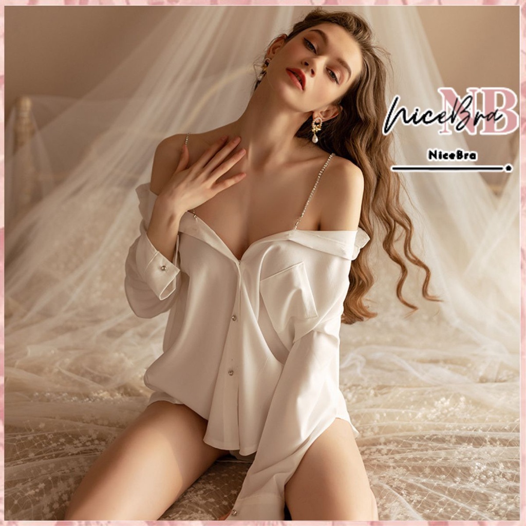 Nicebra Lingerie Kemeja Transparan Baju Tidur Lingerie Wanita / Lingerie Kemeja Oversize / Baju Transparan 3132