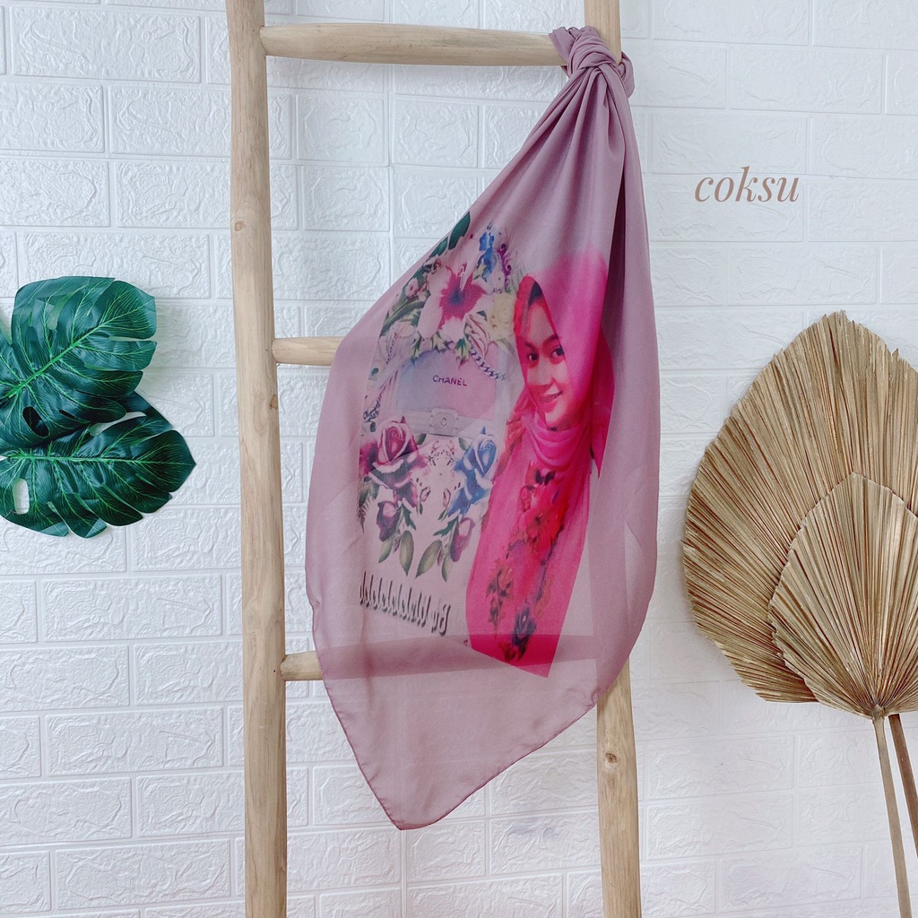 segiempat bella square pollycotton printing face bela hijab jilbab kerudung bela polycotton
