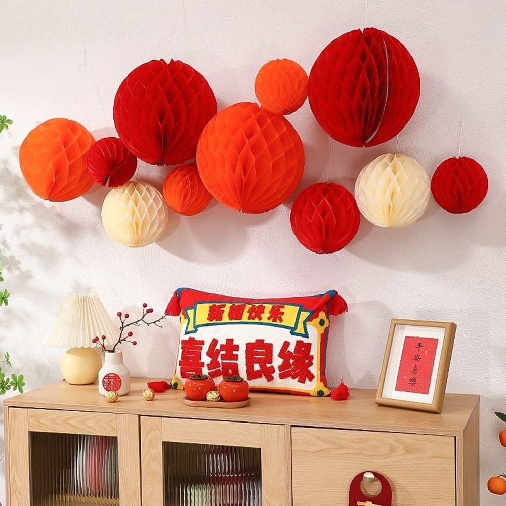 R-FLOWER 5 Pcs Chinese Paper Lantern Aksesoris Hadiah Perlengkapan Gift Craft Honeycomb Balls