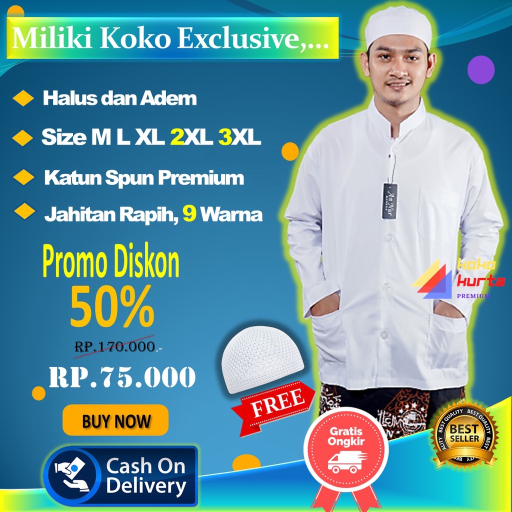 Pakaian Baju Atasan Hem Koko Kokoh Model Haibah Ammu Anmu Muslim Pria Peria Remaja Kurta Kemko Habib