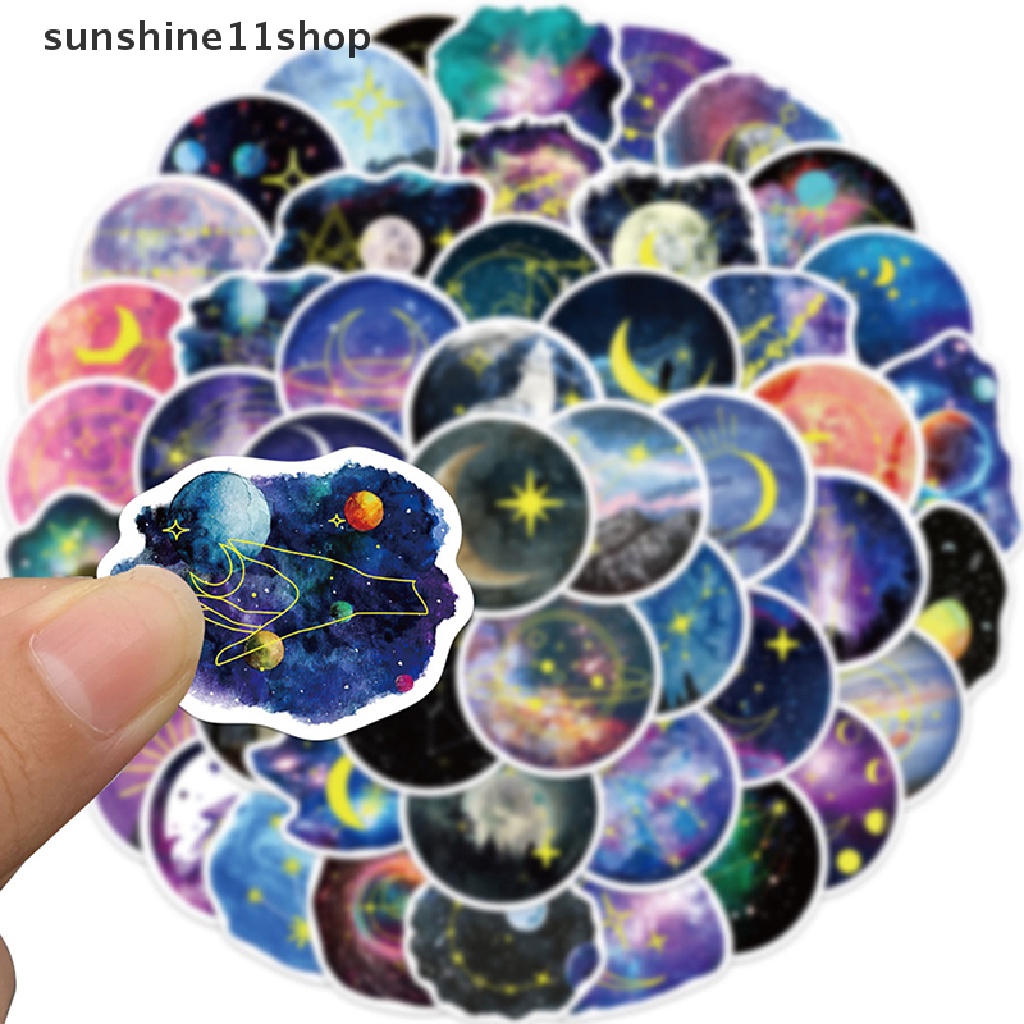 Sho 50PCS Magic Moonlight Bulan Bintang Kartun Stiker DIY Ponsel Laptop Bagasi Skateboard Graffiti Decals Menyenangkan Untuk Mainan Anak N