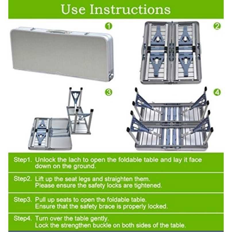 Meja Koper Kursi Lipat Set Camping Piknik Outdoor Foldable Portable Aluminium