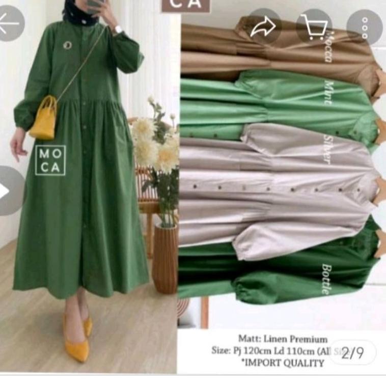 TERLARIS Midi Dress Katun Linen Rami Premium Pocku Midi Dress Katun Linen Rami