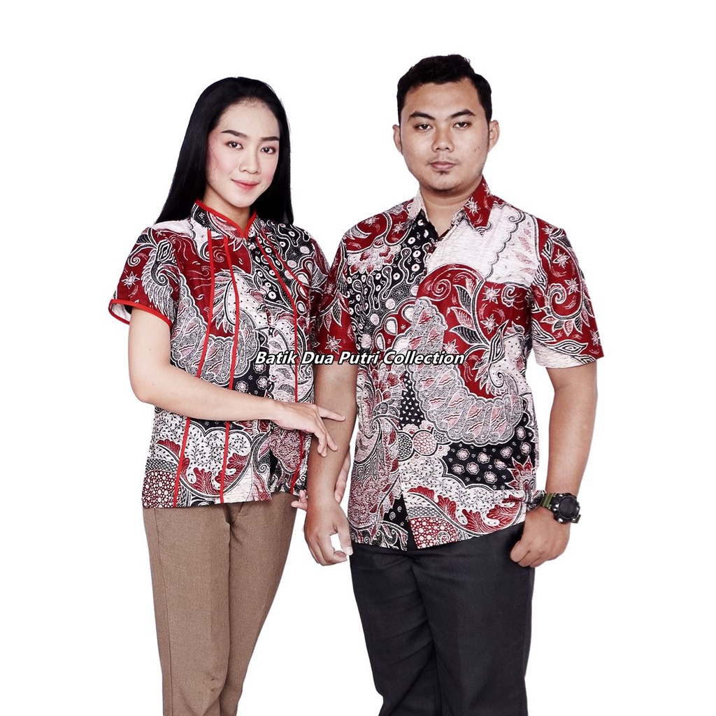 Couple Batik Atasan Batik Dan Hem Batik Bahan Katun Batik Dua Putri