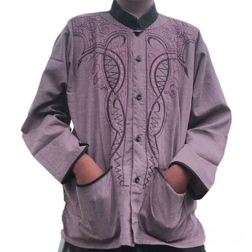 Baju Koko Anak Laki-Laki Kemeja Muslim 7-13 Tahun Bordir Lengan Panjang