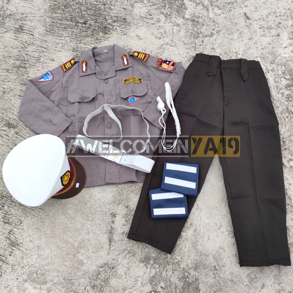 Baju Seragam Polisi Anak Fullset | Setelan Pocil Pria