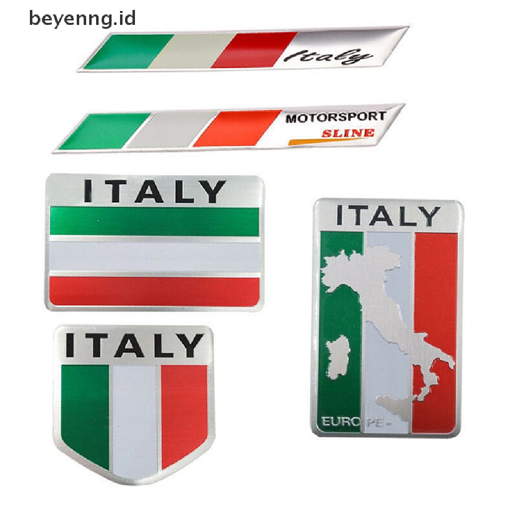 Beyen Aluminium 3D Logam Italia Bendera Stiker Emblem Badge Decal Mobil Hias ID