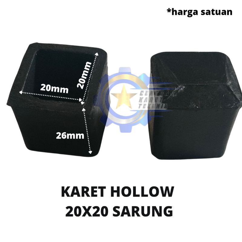 Karet kaki hollow 2x2 nyarung/karet tapak kaki/karet alas kaki meja/Kursi