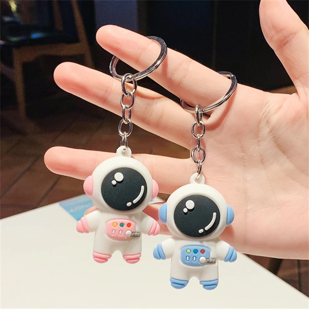 Kreatif Lucu Kartun Lembut PVC Astronot DIY Gantungan Kunci Spaceman Gantungan Kunci Mobil Pasangan Ransel Liontin Keychain Aksesoris