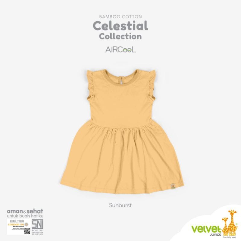 Velvet Junior  Bamboo Cotton Celestial Collection Setelan Dress Kutung / CC-DK - WARNA RANDOM