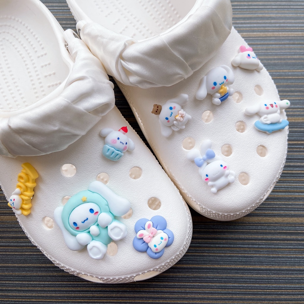 @shinydiy 9 pcs Sanrio Cinnamon Crocs Jibbitz Shoes Charm Sandal Aksesoris Sepatu Hias【asesoris wanita｜crocs jibbitz】