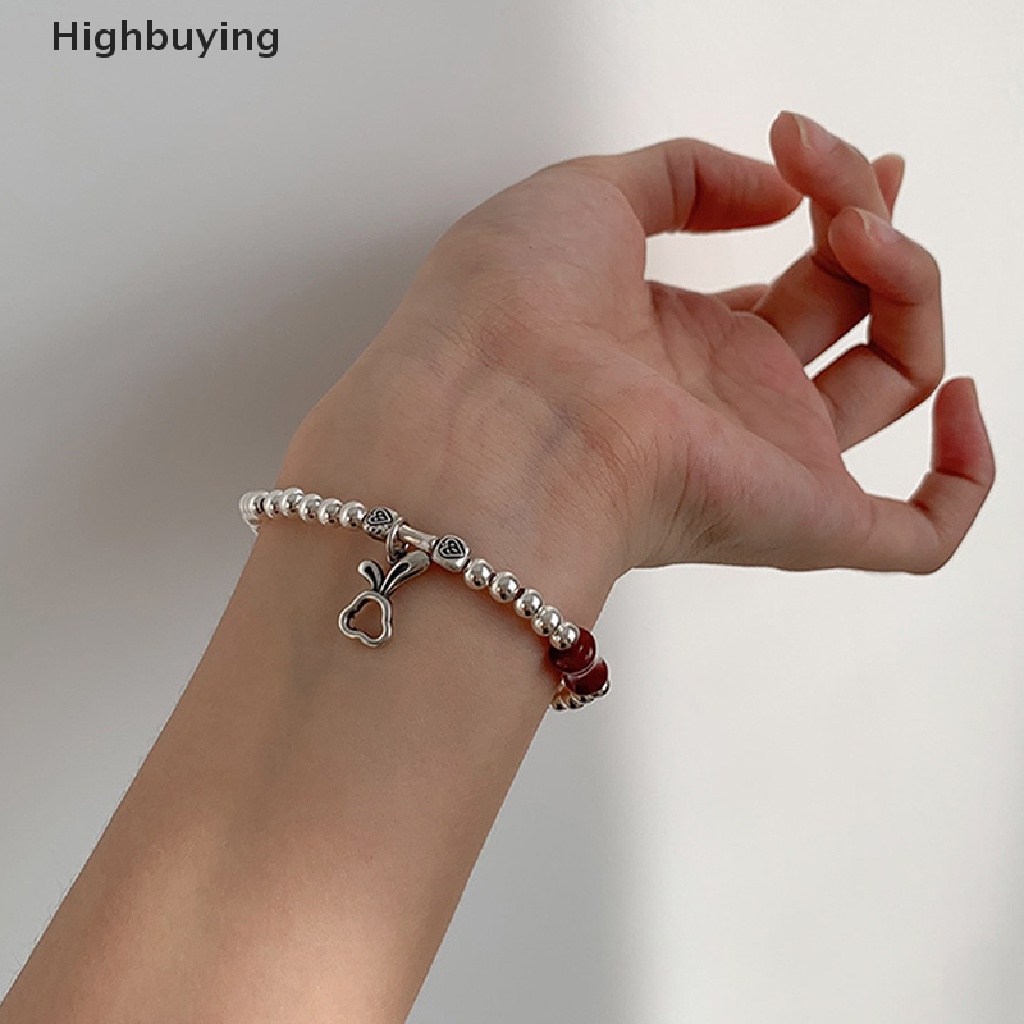 Hbid Vintage Warna Perak Kelinci Gelang Untuk Wanita Gadis Sederhana Fashion Manik-Manik Retro Batu Akik Merah Vintage Perhiasan Aksesoris Hadiah Glory