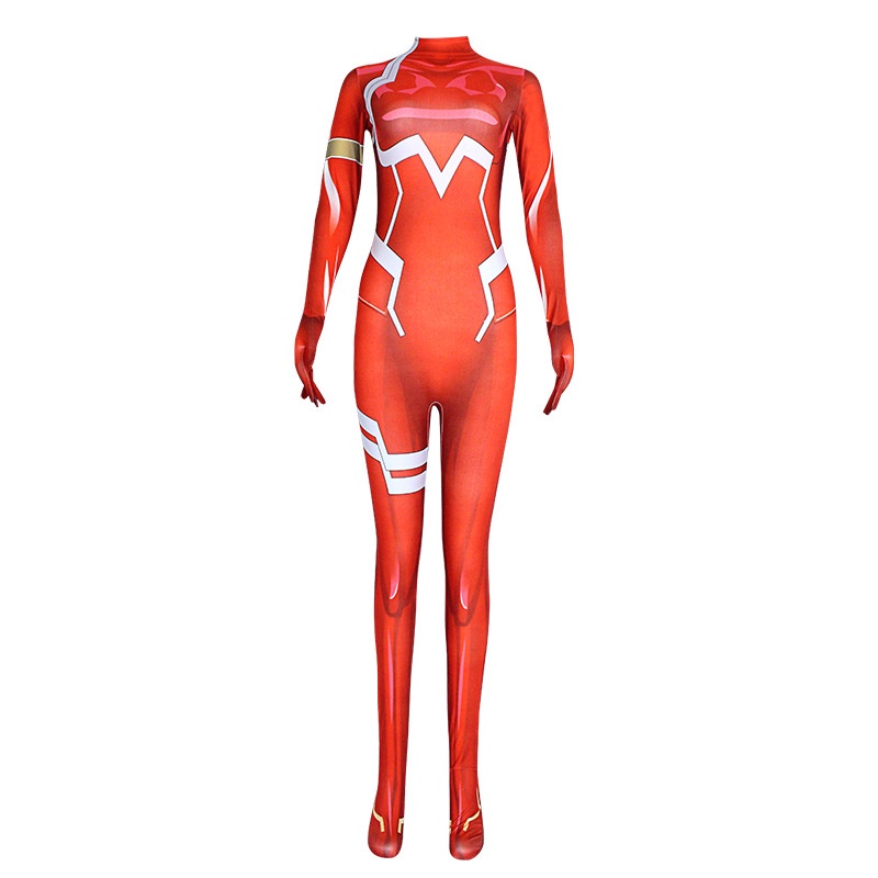 Zero Two Cosplay Costume Darling in the Franxx 02 Klaxosaur Princess 001 Zentai Halloween Bodysuit Catsuit Adults