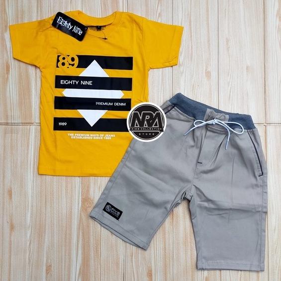 NRA Kaos Anak Setelan Distro/Chino / Setelan Baju Anak Laki Laki / Baju Anak Laki Laki (KODE G0553)