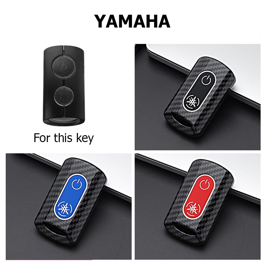 Cover Kunci Mobil Silikon Serat Karbon Untuk Yamaha Nmax 2020 2021 Aerox S Xmax 300 Sniper Remote Key Case Cover Dengan Gantungan Kunci