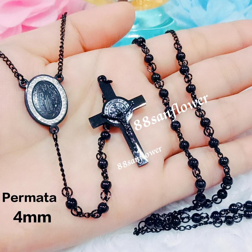 TERMURAH ROSARIO TITANIUM BLACK Kalung Rosario Titanium Hitam