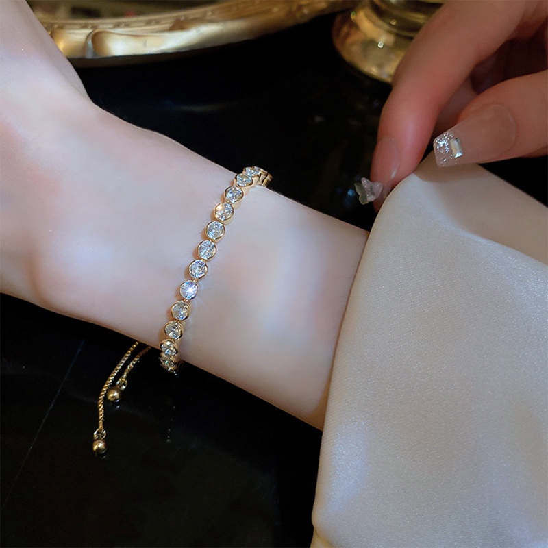 Mewah Berkilau Berlian Imitasi Gelang Wanita Gadis Geometris Halus Adjustable Gelang Gaya Vintage Perhiasan Aksesoris Hadiah