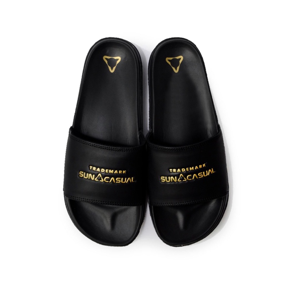 Sun Casual - Proto Black / Gold | Slippers Slide | Sandal Pria