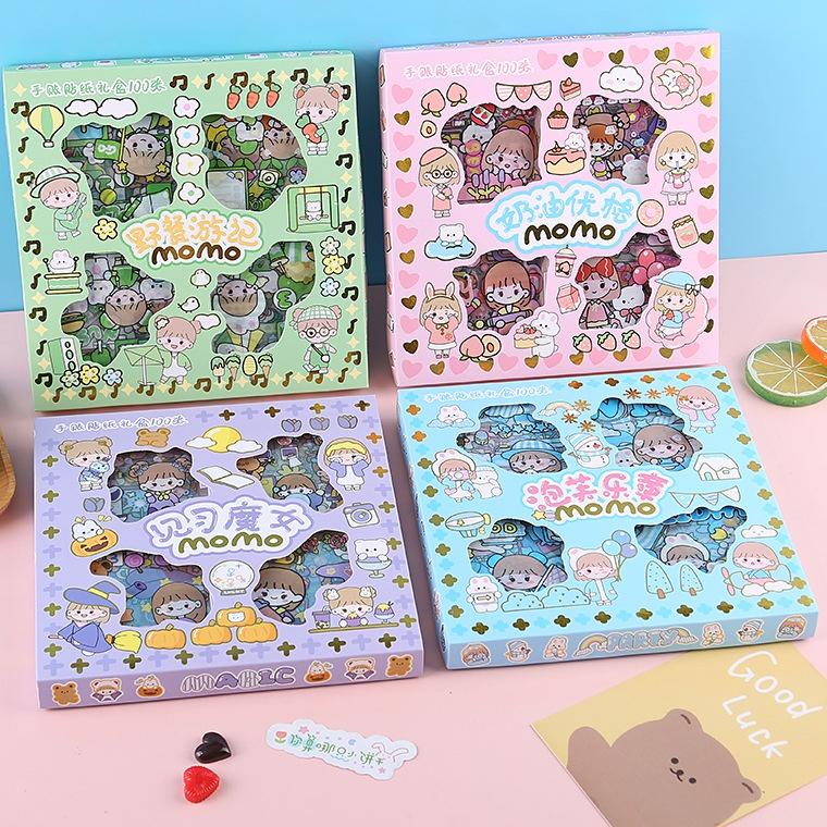 

✨Grosir✨ 100 Lembar Sticker MOMO 100pcs Aesthetic Deco Jurnal Tumblr Botol Stiker Cartoon Waterproof gift box serbuuu !